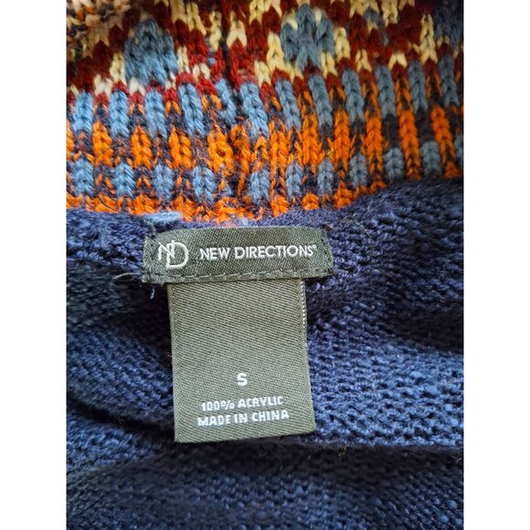 New Directions Knit Fringe Cardigan Vest Small Boho Aztec Sweater Wrap Fringe - Picture 4 of 7